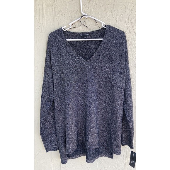 INC International Concepts Tunic Top Black With Silver Size Large - Picture 2 of 4